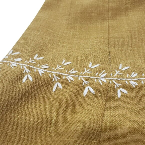 Handmade Embroidered Girls Pinafore Dress Fringe Brown Tan White Boho Prairie - Picture 4 of 10